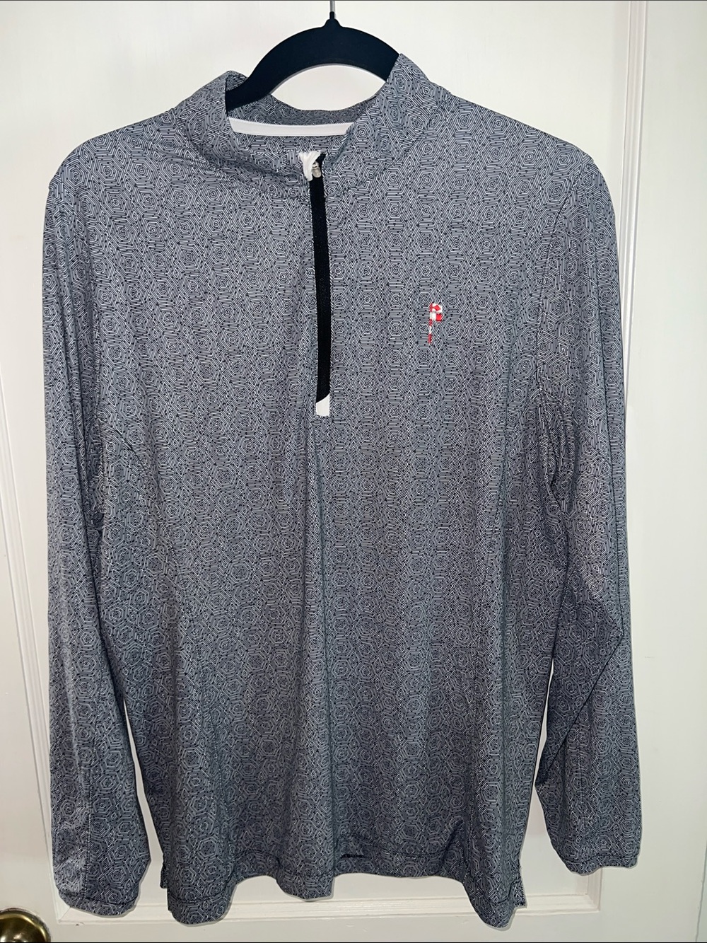 Peter Millar Women’s Golf Black and White Geometric Quarter-Zip Pullover Sz L